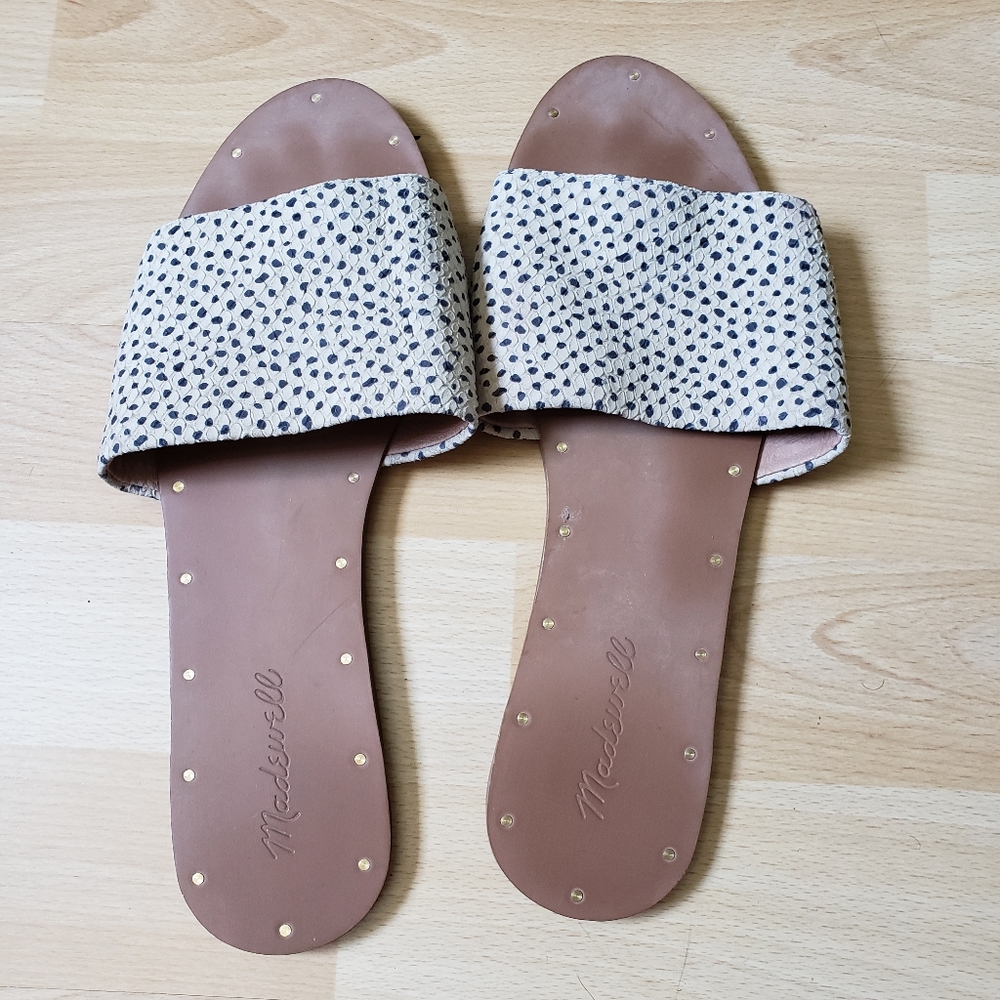 MADEWELL leather animal print flip flops